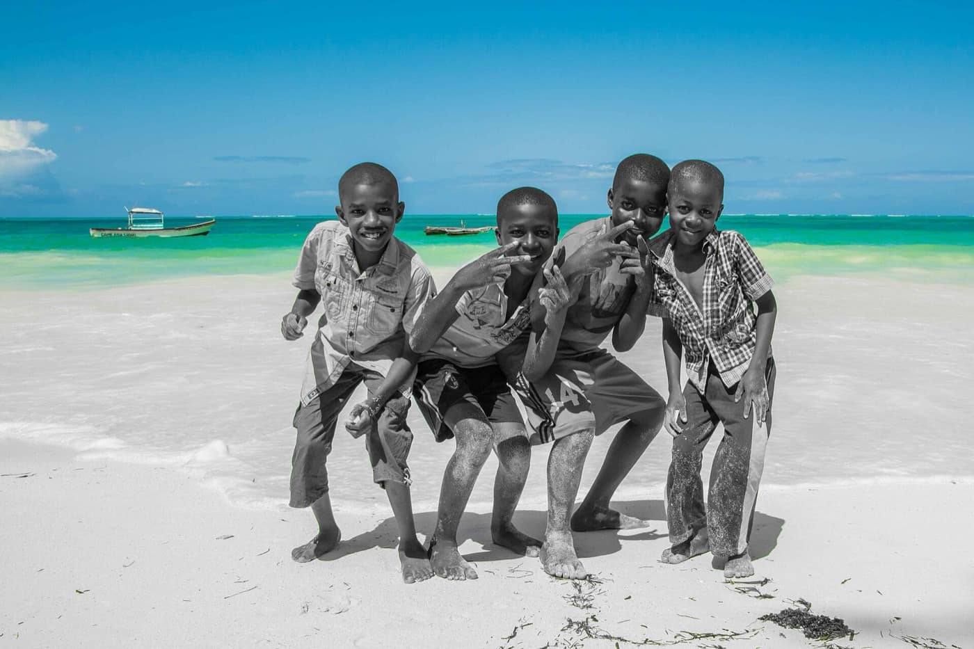 Zanzibar — Boys playing on a Zanzibar beach