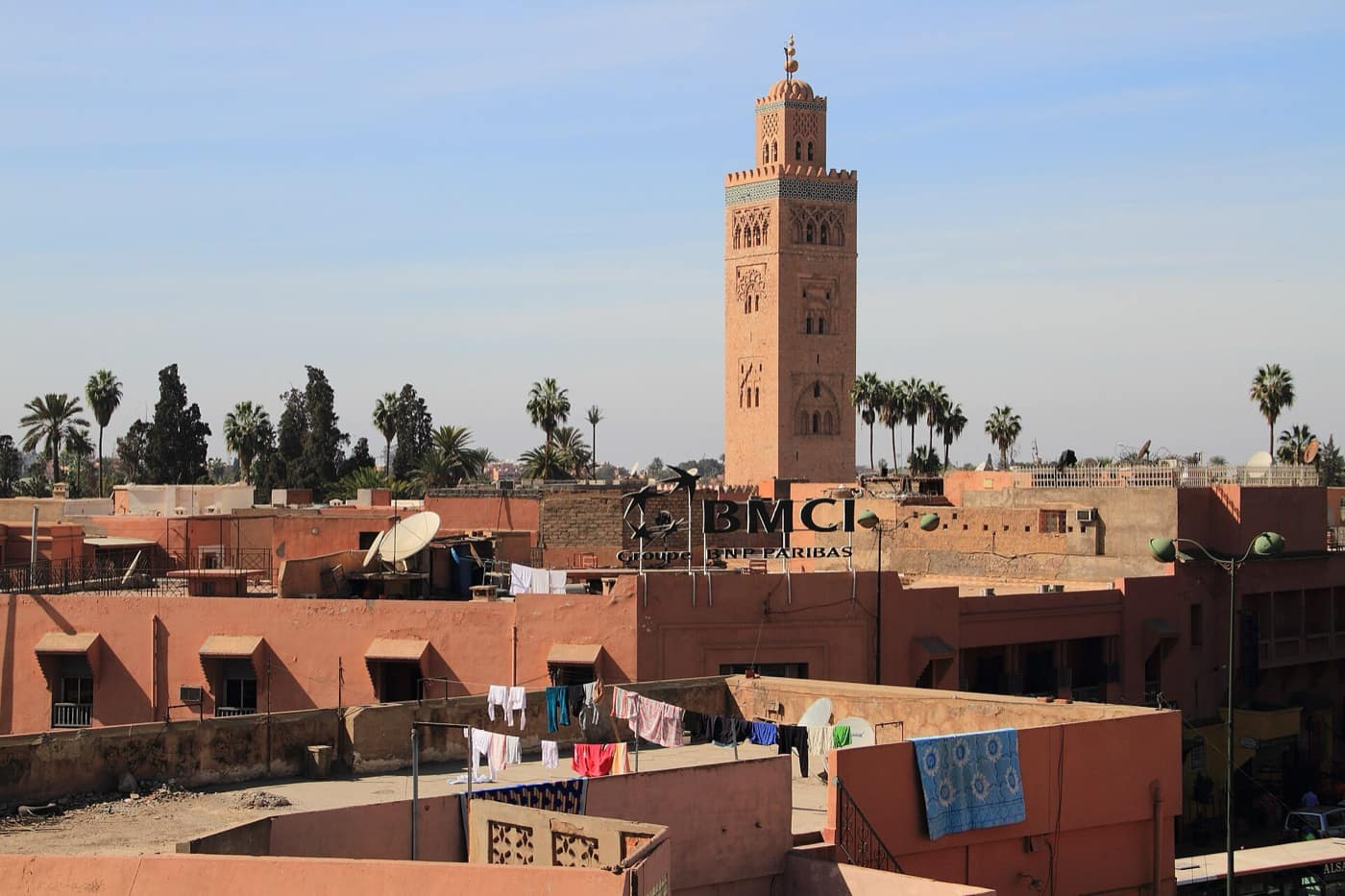 Marrakech — Koutoubia minaret from the city